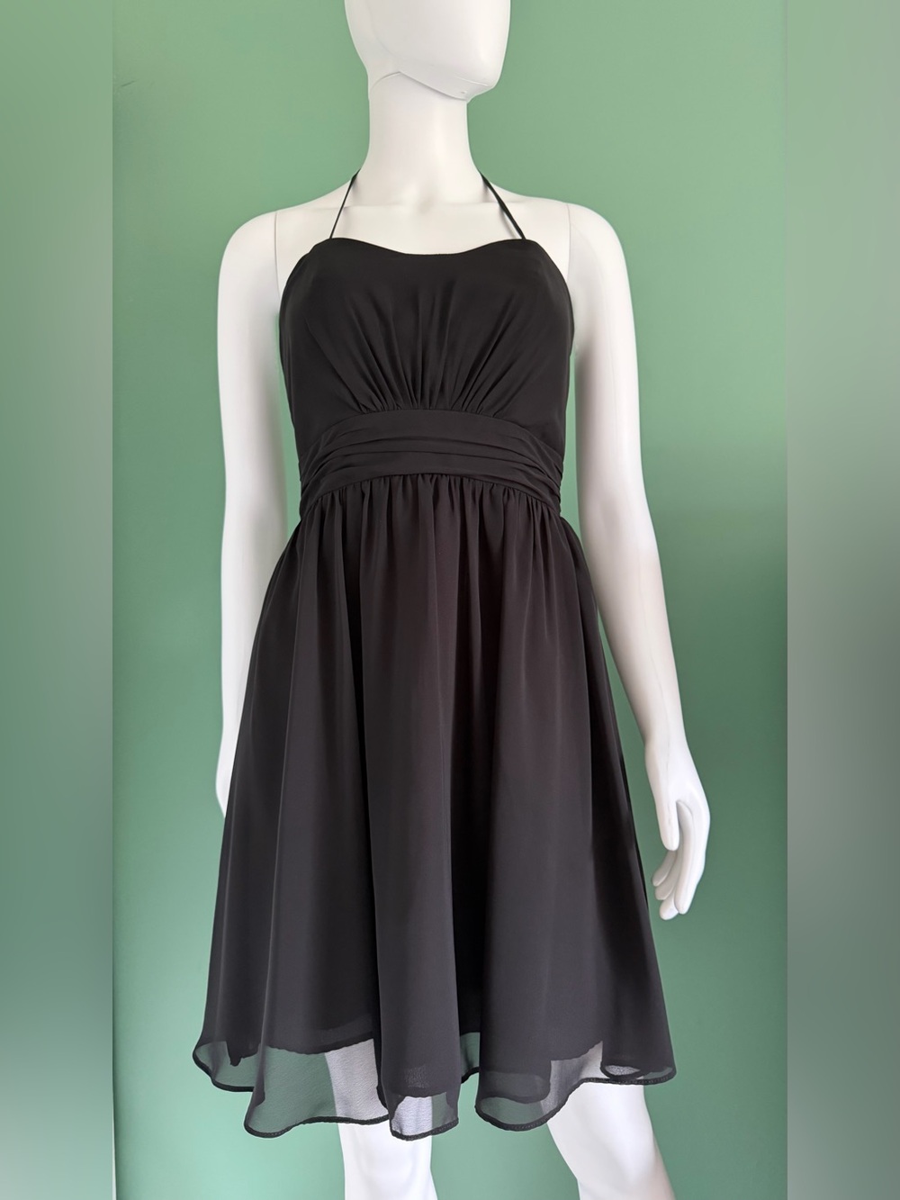 Alfred Angelo Vintage Black Chiffon Cocktail Mini Dress
